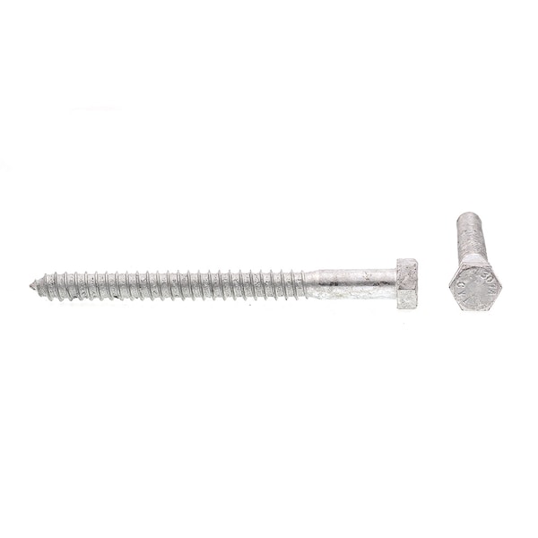 Hex Lag Screw 1/2in X 6in A307 Grade A Hot Dip Galvanized Steel 15PK